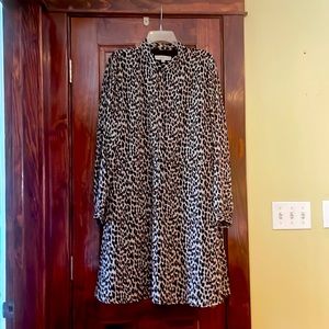 Leopard Print Flare Shirt Dress